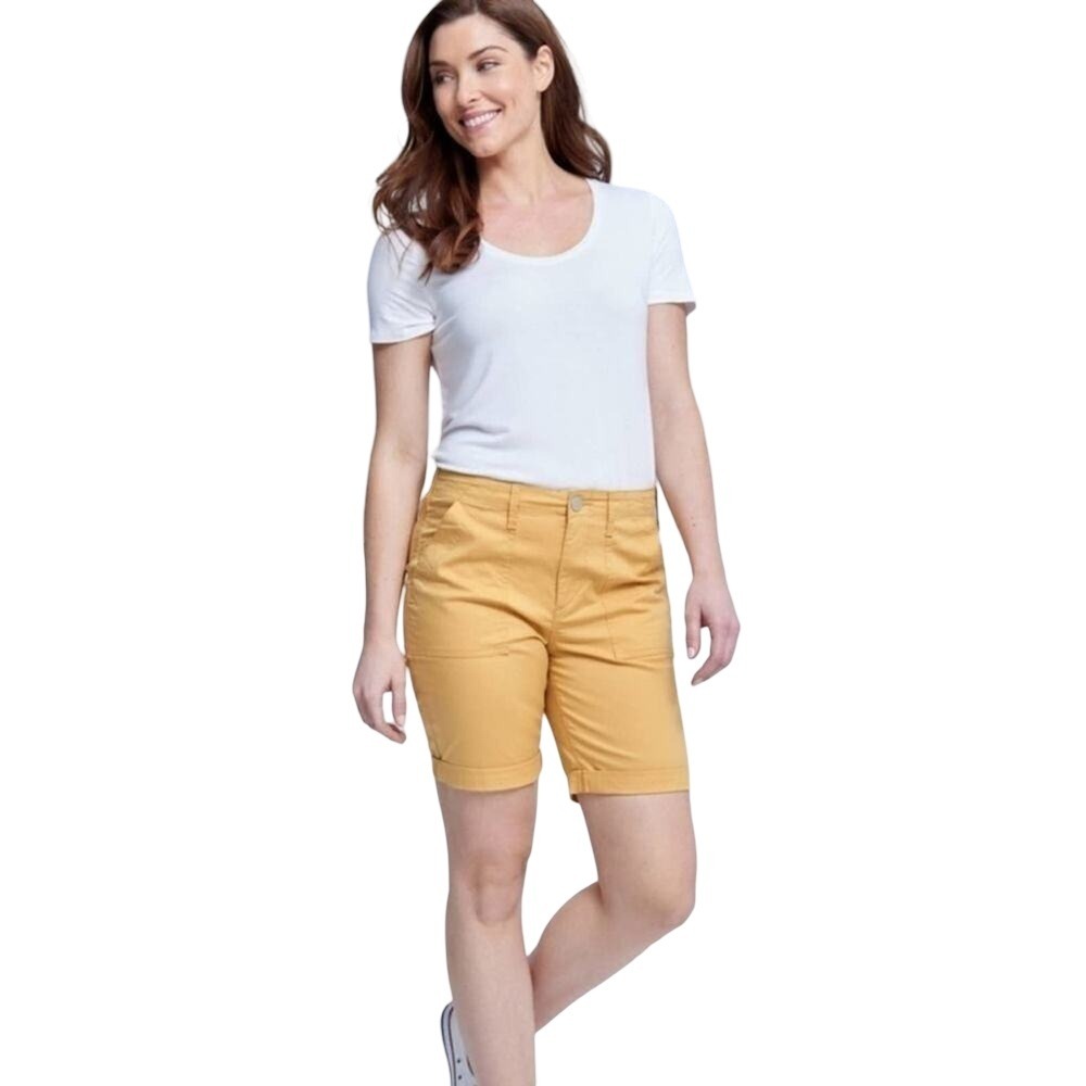Seven7 Limited Edition Womens Bermuda Shorts Mustard‎ Yellow Cuffed Size 6 NEW